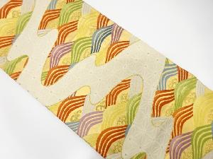 霞に波・麻の葉模様織出し袋帯